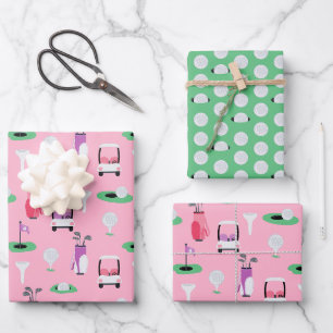 Kinder, Vater, Grampa Golfer Golfcart Sporty Geschenkpapier Set