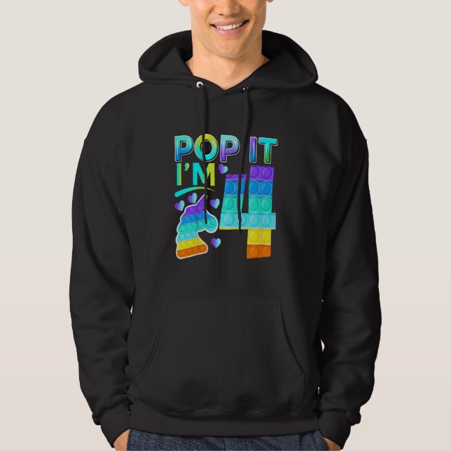 Kinder Vier Pop Ich bin 4 Niedliche Einhorn Geburt Hoodie (Vorderseite)