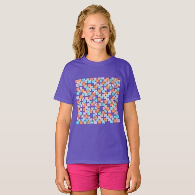 (Kinder) Vierfarbquadrat-Hemd T-Shirt (Vorne ganz)