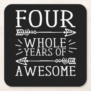 Kinder Vierter Geburtstag Junge, 4 Jahre alt Gebur Rechteckiger Pappuntersetzer