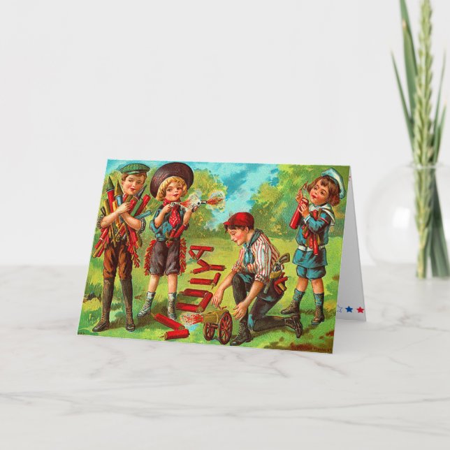 Kinder Vintag 4. Juli Card Karte (Vorderseite)