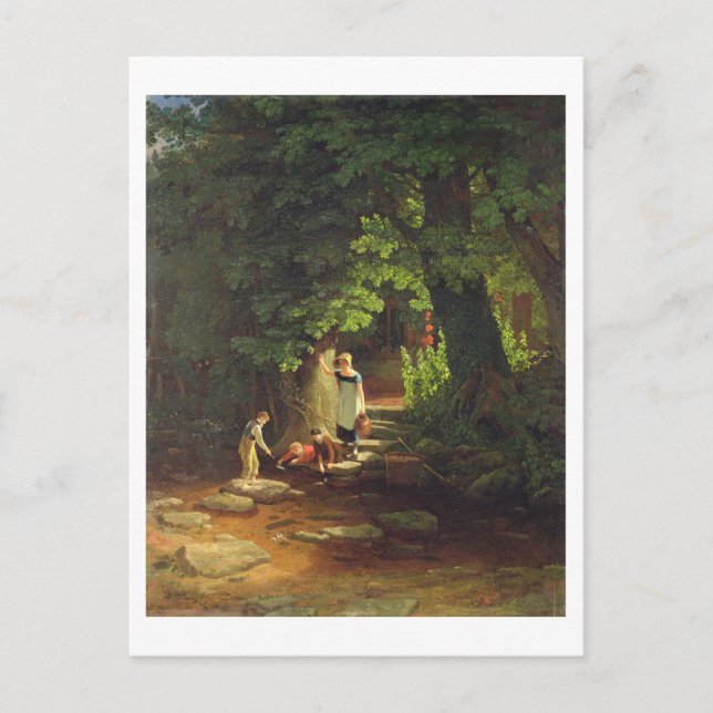Kinder von einem Bach, c.1822 (Öl auf Tafel) Postkarte (Vorderseite)