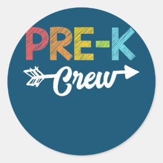 Kinder vor der Crew Runder Aufkleber