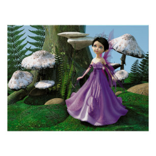 Kinder Waldfee Pilz Wald Kunst Poster
