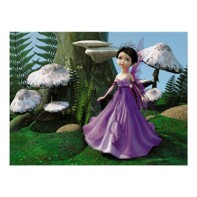 Kinder Waldfee Pilz Wald Kunst Poster (Vorderseite)
