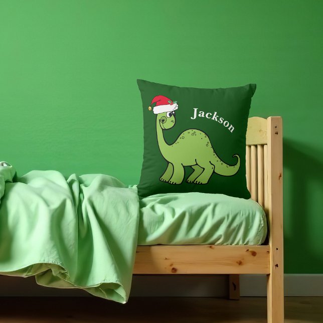 Kinder Weihnachten Dinosaurier Custom Green Throw  Kissen (Von Creator hochgeladen)