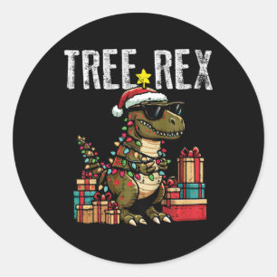 Kinder Weihnachten Dinosaurier Trex Xmas Trex Klei Runder Aufkleber