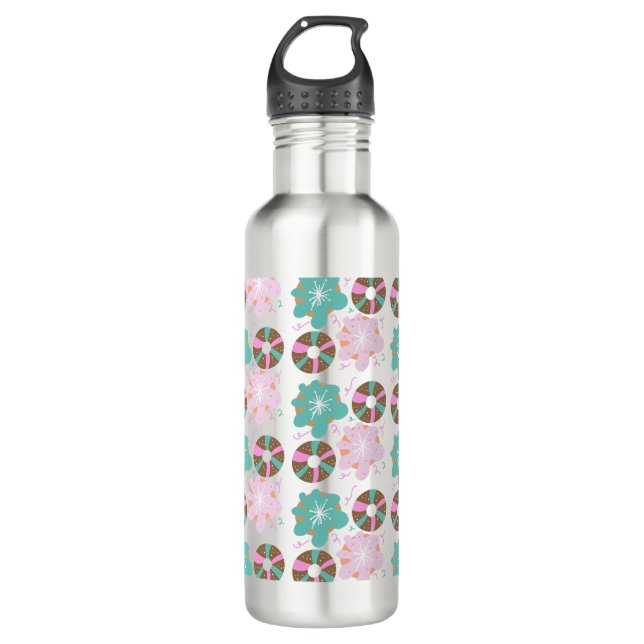 Kinder Weihnachten Donuts Doodle Pink Thermal Tumb Edelstahlflasche (Vorderseite)