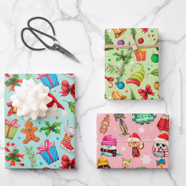 Kinder Weihnachten Geschenkpapier Set (Vorderseite)
