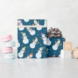 Kinder Weihnachten Niedlicher Schneemann in Hats B Geschenkpapier