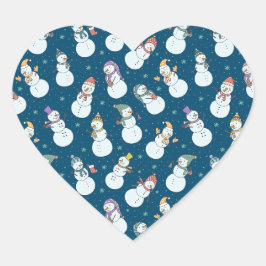 Kinder Weihnachten Niedlicher Schneemann in Hats Herz-Aufkleber