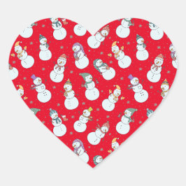 Kinder Weihnachten Niedlicher Schneemann in Hats Herz-Aufkleber