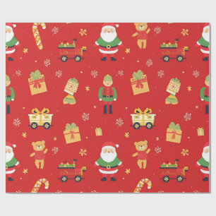 Kinder Weihnachten Santa & Spielzeug 30 x 60 ft Geschenkpapier