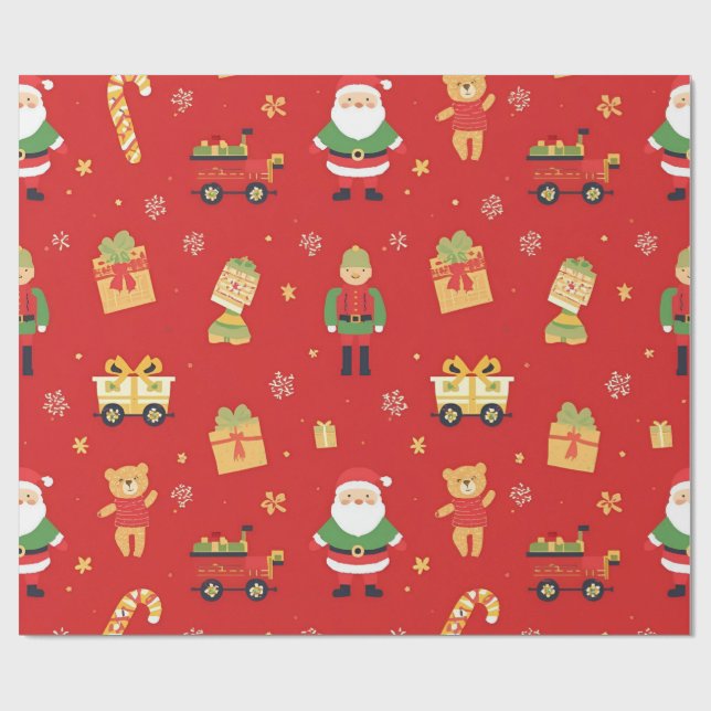 Kinder Weihnachten Weihnachten und Spielzeug 30 in Geschenkpapier (Flach)