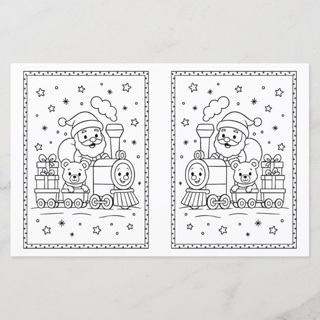 Kinder Weihnachts-Färbung Page Santa Train (Vorderseite)