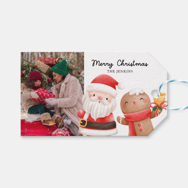 Kinder Weihnachts-Foto Gefallen Geschenkanhänger (Vorderseite (Horizontal))