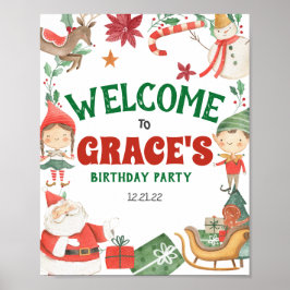 Kinder Weihnachts-Party Begrüßungszeichen Poster