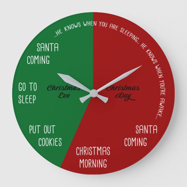 Kinder Weihnachtsabend bis Weihnachten Weihnachtsa Große Wanduhr (Vorderseite)