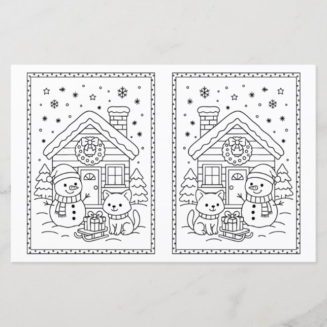 Kinder Weihnachtsfarbe Page Snowman (Vorderseite)