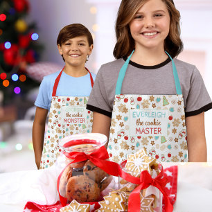 Kinder Weihnachtskochtmeister Gemusterter Feiertag Schürze