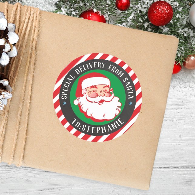 Kinder Weihnachtsspeziallieferung vom Weihnachtsma Runder Aufkleber (Von Creator hochgeladen)