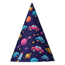 Kinder Weltraumreise mit Raketen und Autos Partyhütchen