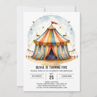 Kinder-Whimsikfestival Circus Geburtstag Einladung