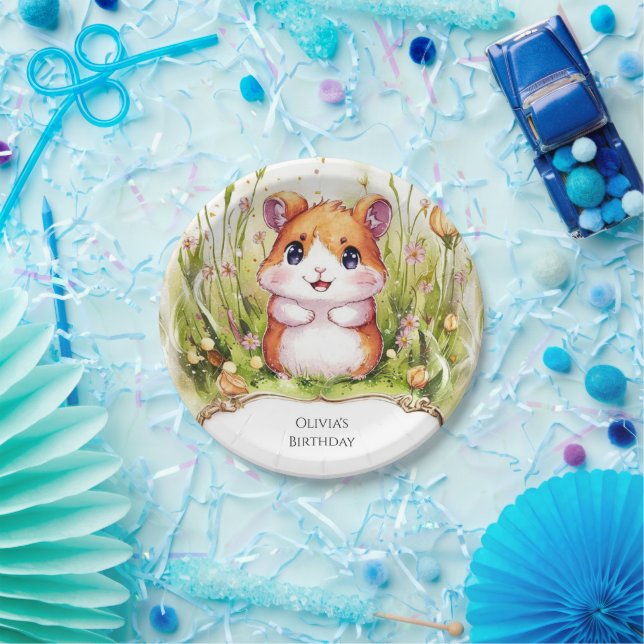 Kinder Whimsisches Hamster Geburtstag Pappteller (Party)