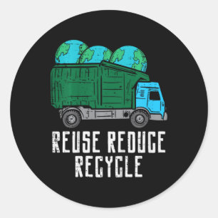 Kinder wiederverwenden Gerecycelt Garge Truck Eart Runder Aufkleber