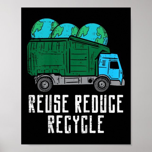 Kinder wiederverwenden Gerecycelt Müllfahrzeuge re Poster (Vorne)