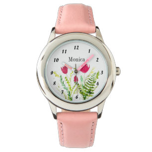Kinder Wildblumen Botanische Blumen Name Pink Armbanduhr