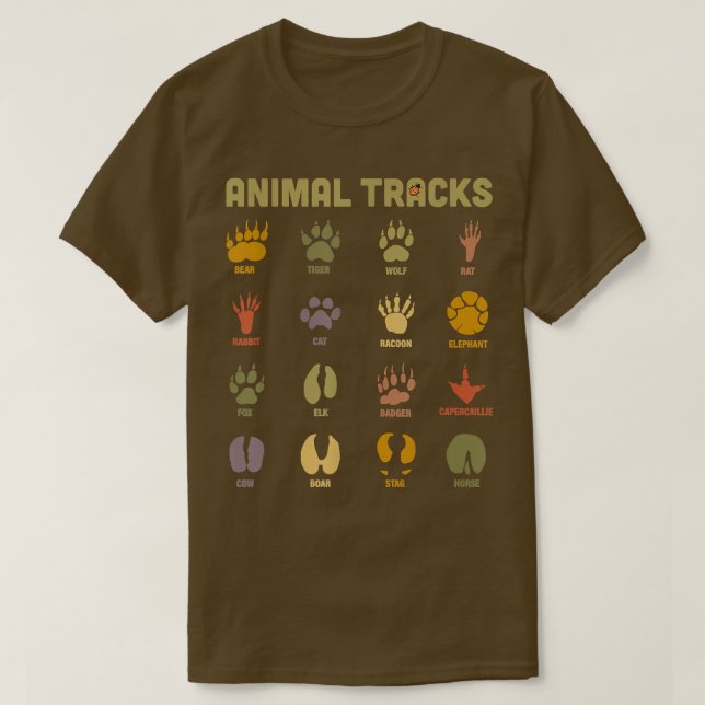 Kinder Wilde Tierspuren Kinder lernen T-Shirt (Design vorne)