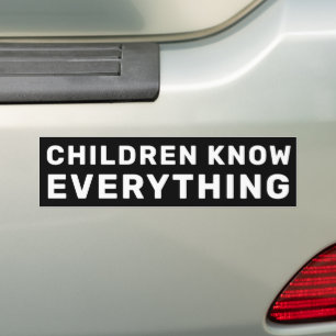 Kinder wissen alles Schwarz-Weiß Progressiv Autoaufkleber