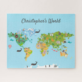 Kinder World Map Animes Moderne Monogram Name fun