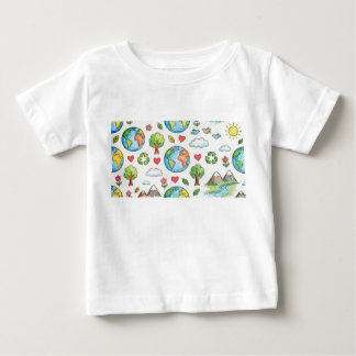 Kinder zeichnen Erde Wachsstift Buntstift Design Baby T-shirt