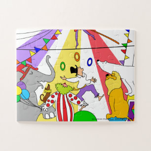 Kinder-Zirkus-Puzzle mit skurrilen Motiven