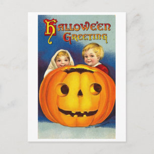 Kinder zu Halloween Postkarte