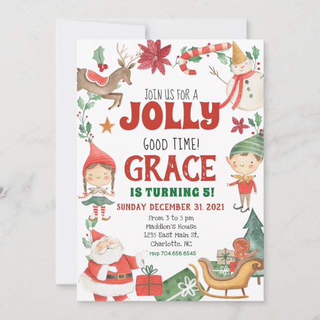 Kinder zu Weihnachten zum Geburtstag Einladung (Vorderseite)