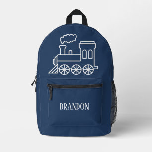 Kinder Zug Jungen Blau Benutzerdefinierter Name Bedruckter Rucksack