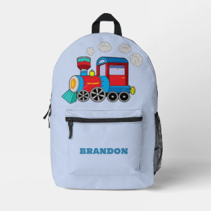 Kinder Zug Jungen Blau Benutzerdefinierter Name Bedruckter Rucksack