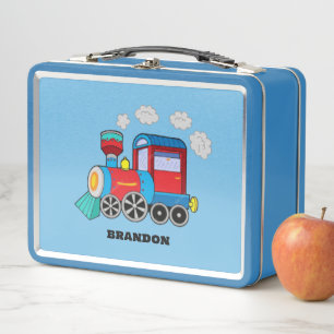 Kinder Zug Jungen Blau Benutzerdefinierter Name Metall Brotdose