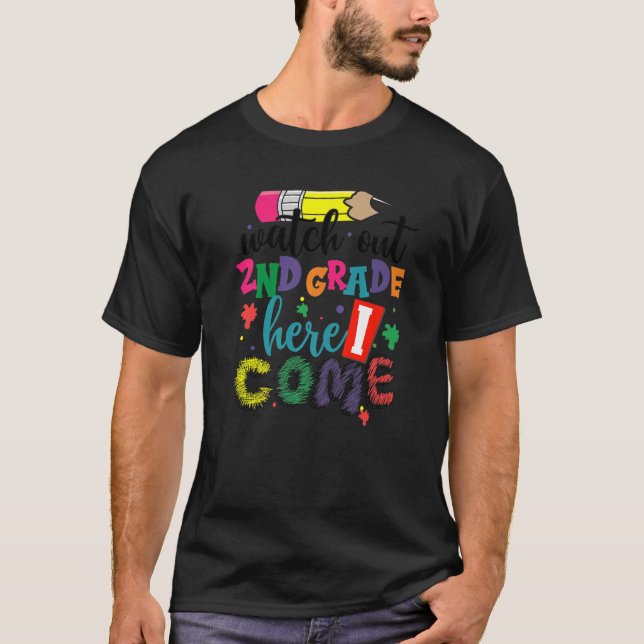 Kinder zurück in die Schule Aufpassen 2. Klasse hi T-Shirt (Vorderseite)