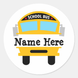Kinder zurück zum Schulbus - Persönlicher Name Runder Aufkleber