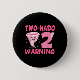Kinder Zwei-Nado-Warnung 2. Geburtstag Pink Tornad Button