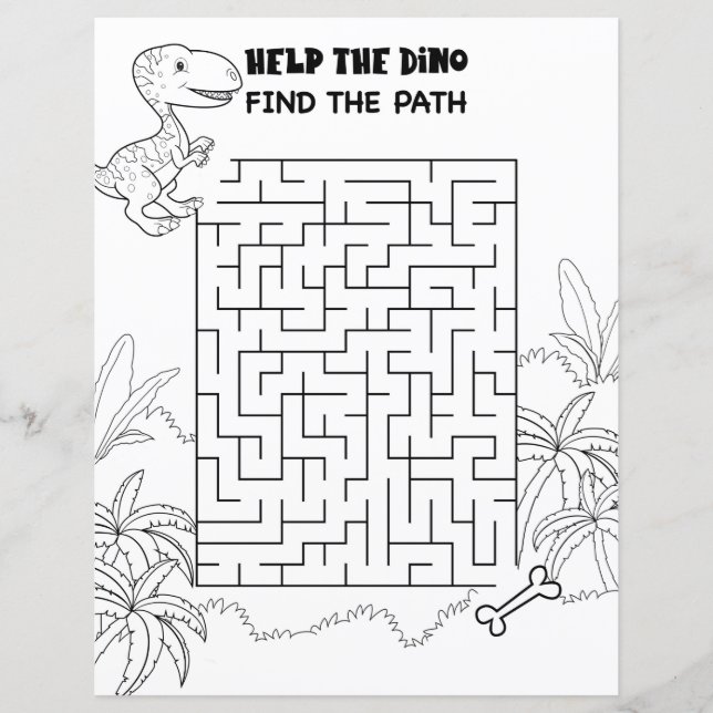 Kinderaktivität T-Rex Dinosaurier Maze Fun Puzzle (Vorderseite)