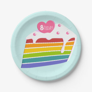 Kinderalter Regenbogen Schicht Geburtstagskuchen Pappteller