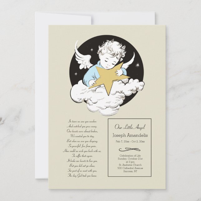 Kinderangel Blauer Feiertag Ankündigung (Vorderseite)