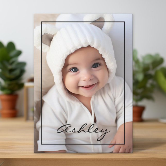 Kinderankündigung mit schwarzer Grenze Ankündigung (Unique Photo Card)