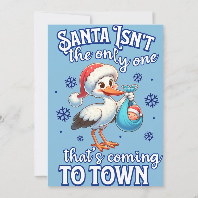 Kinderankündigung Weihnachten Ankunft Santa Stork Einladung (Vorderseite)