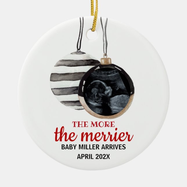 Kinderankündigung Weihnachten Geschenk Keramik Orn Keramik Ornament (Vorne)